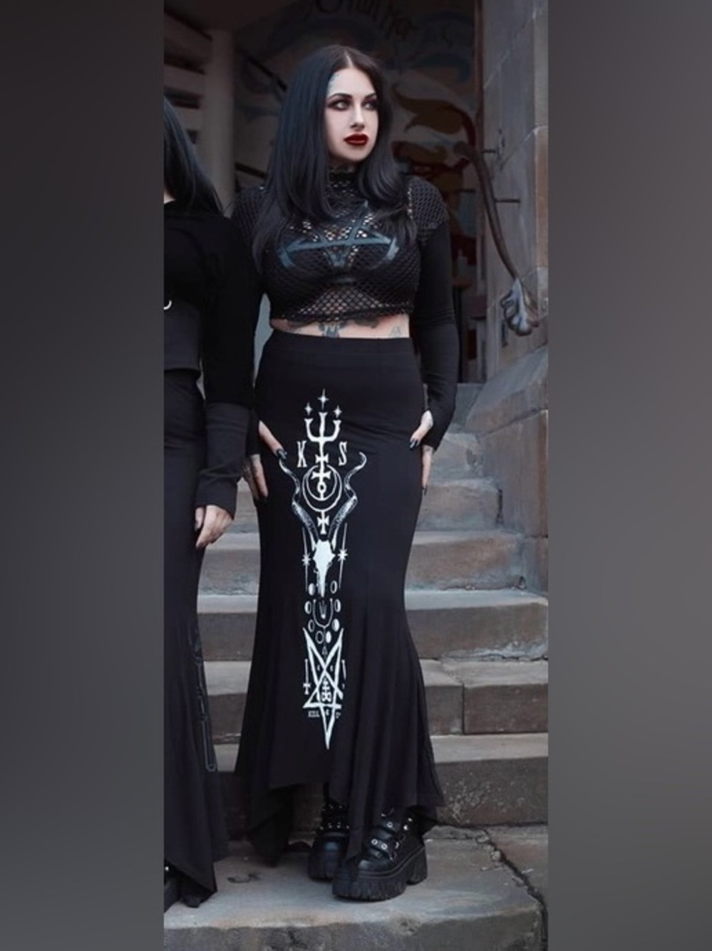 Killstar XS black Medea Maxi skirt